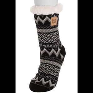 MUK LUKS Women's Patterned Cabin Slipper Socks Ebony
